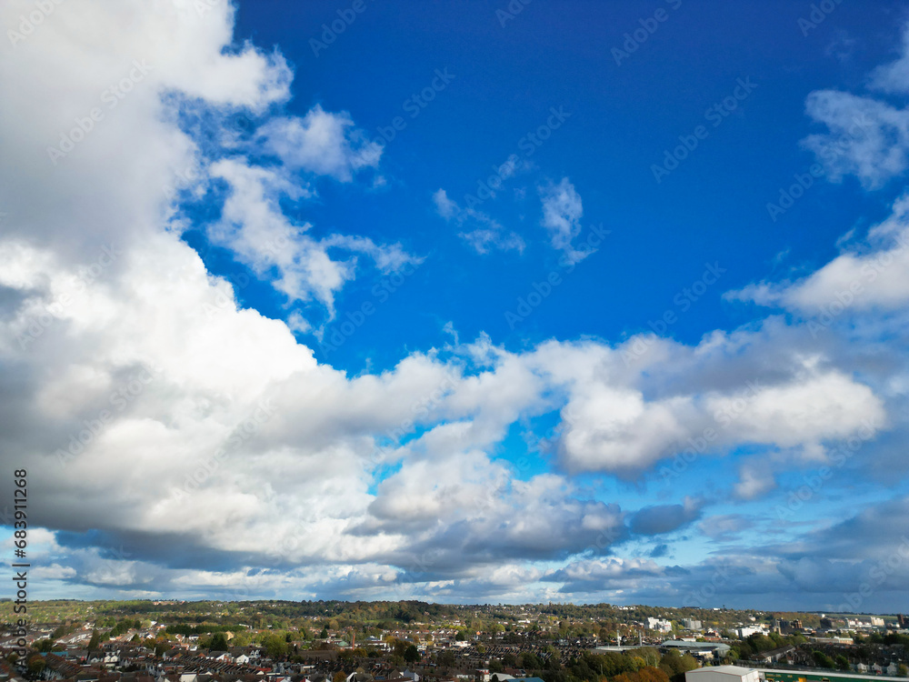 British Blue Sky with Clouds over England