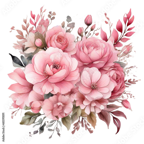 Free Elegant Flower Bouquet Watercolor Clipart Designs Transparent PNG Background  Generative Ai