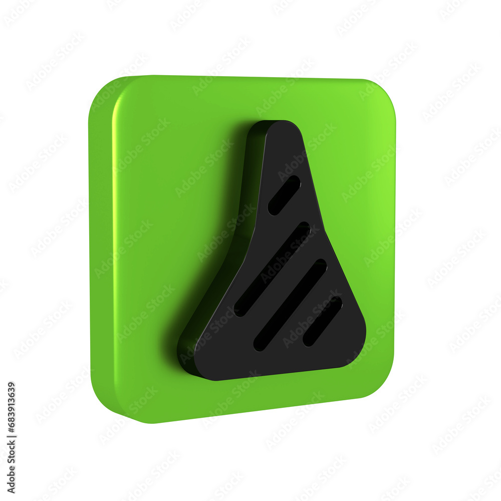 Black Steak meat icon isolated on transparent background. Green square button. Black Steak meat icon isolated on transparent background. Green square button.