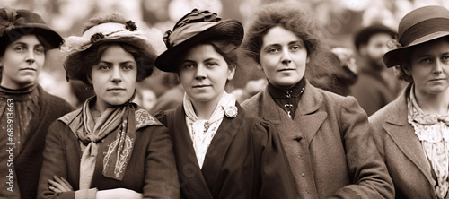 Women suffragettes who demonstrated for the right to vote photo