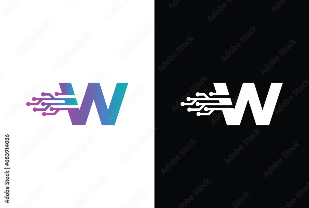 Initial letter W Software Logo. Letter W technology circuit letter logo design. Digital alphabet logo template. Initial letter W Software Logo. Letter W technology circuit letter logo design. Digital alphabet logo template.