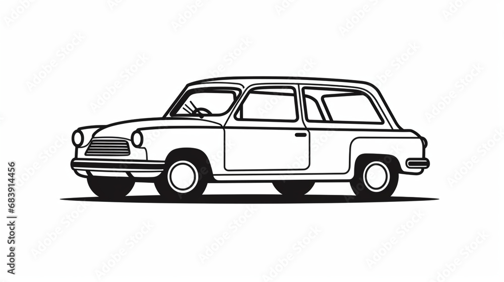 Stickers en noir et blanc représentant une voiture. Autocollant, collage, créatif, scrapbooking .Pour conception et création graphique