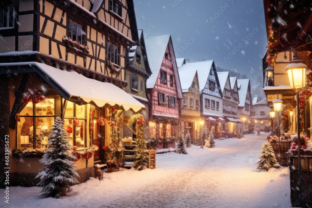 Beautiful and romantic Christmas markets in a snowy village