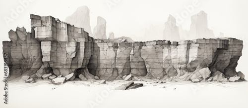 The vintage illustration showcased a beautiful black and white drawing of a limestone, portraying the sedimentary nature of the rock with fine lines and intricate details, highlighting the unique