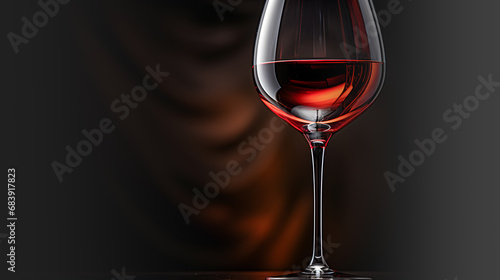 Glass of red wine. Dark, modern and minimalist background.