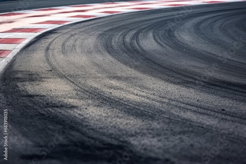 Abstract texture surface and background of car tire drift skid mark on road race track, Black tire mark on street race track, Automobile and automotive, Generative AI  © Geetanjali