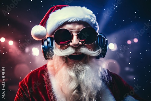 Crazy Santa in White Headset Rocking the Christmas Eve Bash