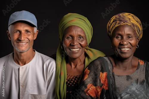 Portraits of peacemakers sharing stories of hope and resilience, inspiring others to contribute to a peaceful world, with copy space photo