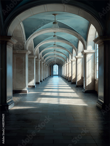 ultra realistic photo, long corridor background Illustration