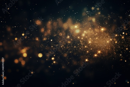 Magical Golden Starry Night on Dark Background