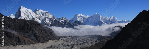 Thonak Tsho, Ngozumba Glacier and high mountains in the Himalayas. photo