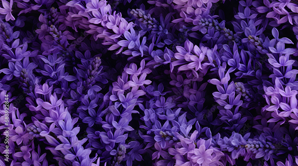 Seamless close-up texture of lavender flower bed with vibrant purple hues