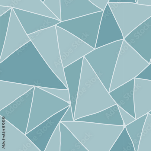 Metallic geometric mosaic pattern of gray triangles