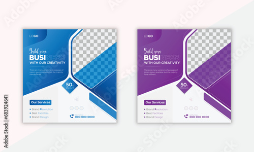 Social media post design template collection for marketing. social media post banner template.