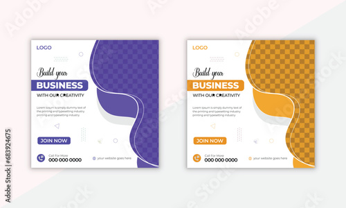 Social media post collection. Background with space for image photo and text layout. simple minimal organic vector frame.