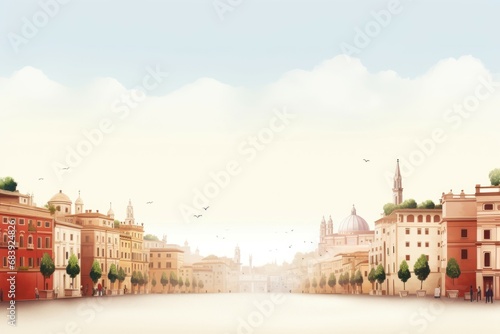 Picturesque Italy day mockup banner. Love shape view. Generate Ai