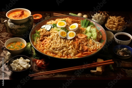 Aromatic Japanese chinese noodle. Cuisine meal. Generate Ai