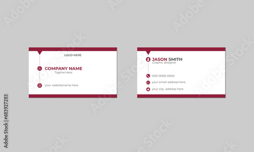 Creative and Clean Double-sided Business Card Template. Red Colors