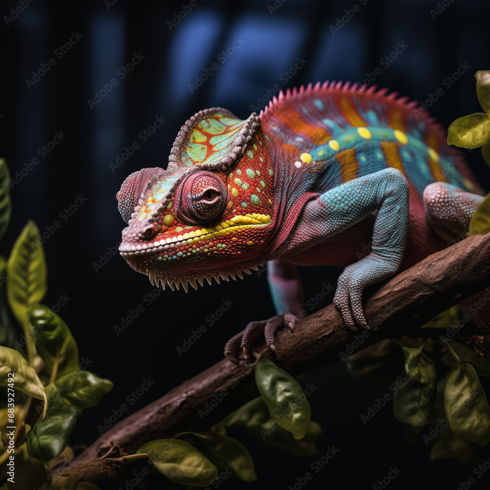 Fototapeta premium colorful chameleon on a branch