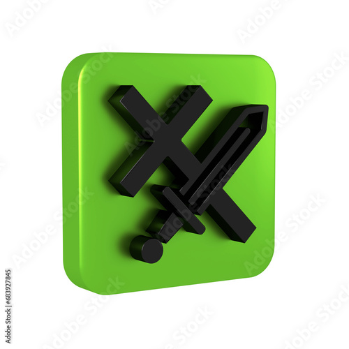 Black Crusade icon isolated on transparent background. Green square button.