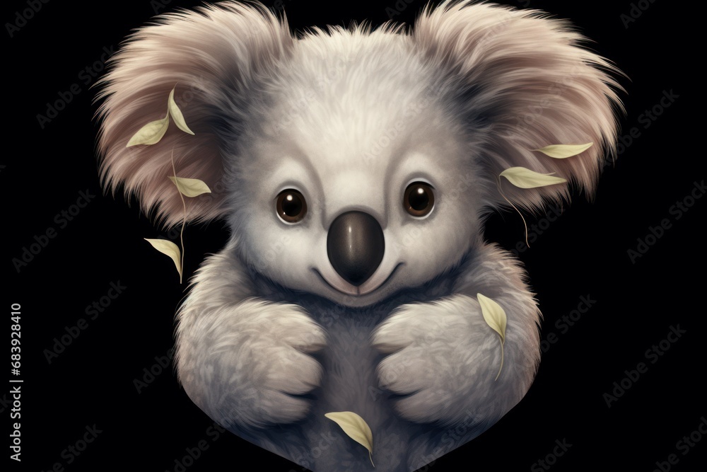 Endearing Cute love koala heart. Branch food. Generate Ai Endearing Cute love koala heart. Branch food. Generate Ai