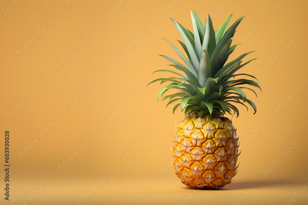 ripe pineapple on a minimalist orange background for vibrant christmas themes ripe pineapple on a minimalist orange background for vibrant christmas themes