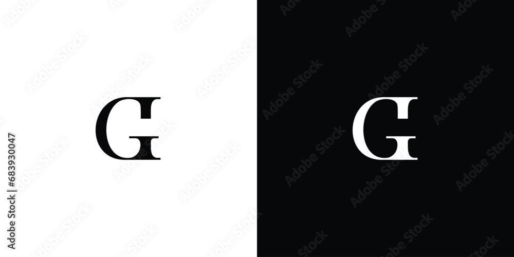 Abstract GI or IG letter design logo logotype concept with a serif font and elegant style in black and white color - obrazy, fototapety, plakaty 