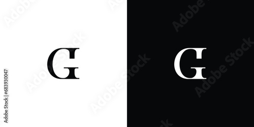 Abstract GI or IG letter design logo logotype concept with a serif font and elegant style in black and white color