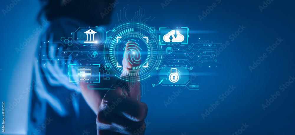 Use fingerprint identification to access financial and data systems, Fingerprint scanning and biometric authentication, cybersecurity and fingerprint password, innovation cybersecurity. Use fingerprint identification to access financial and data systems, Fingerprint scanning and biometric authentication, cybersecurity and fingerprint password, innovation cybersecurity.