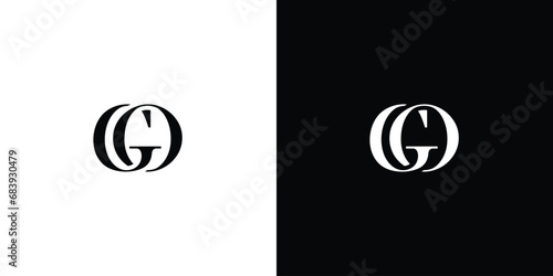 Abstract GO letter design logo logotype concept with a serif font and elegant style in black and white color photo
