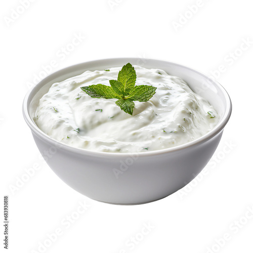 A Bowl of Greek Tzatziki Yogurt Dip Isolated on a Transparent Background