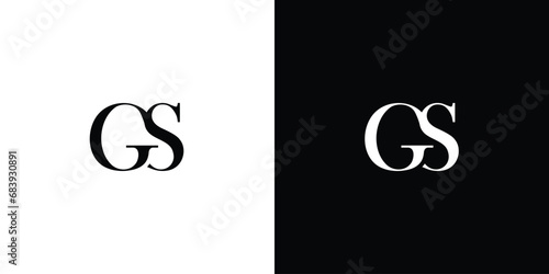 Abstract GS or SG Creative Serif Logo Design Icon Branding Vector in black and white color