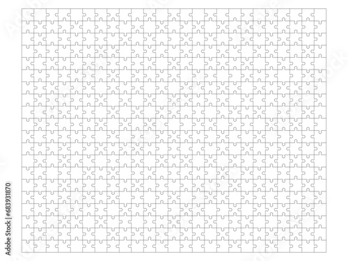 Puzzle grid blank template. Jigsaw puzzle with 500 pieces