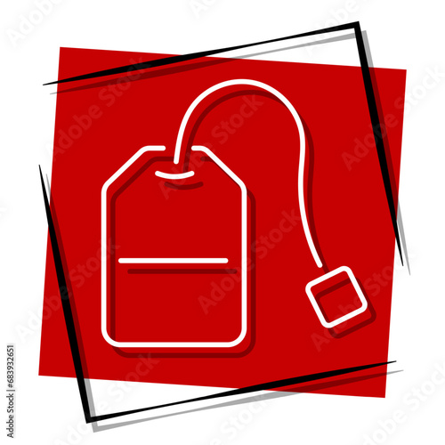 tea bag red banner in frame. Vector illustration.
