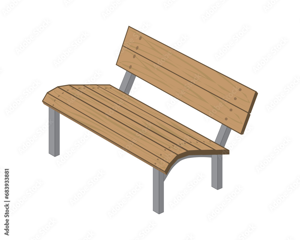 vector design of a brown wooden bench or chair that is usually found in parks made of wooden and iron planks with 3d isometry slanted corners vector design of a brown wooden bench or chair that is usually found in parks made of wooden and iron planks with 3d isometry slanted corners