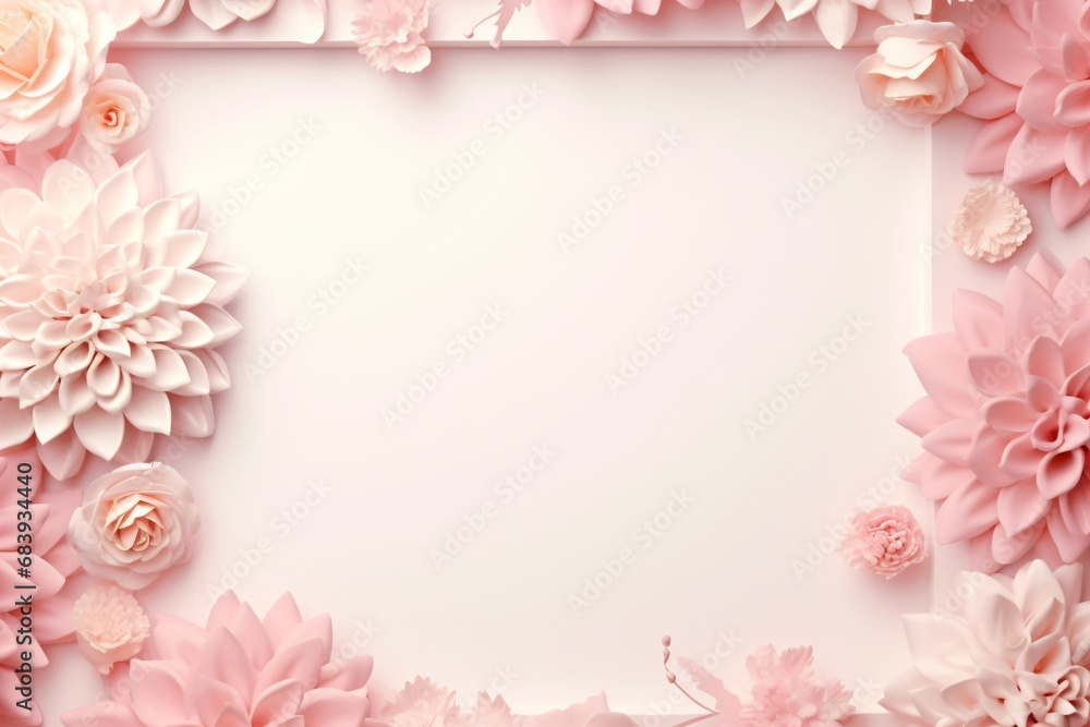 Greeting card design with floral frame and borders