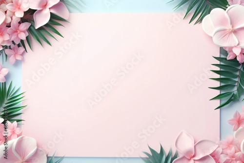 Greeting card design with floral frame and borders photo