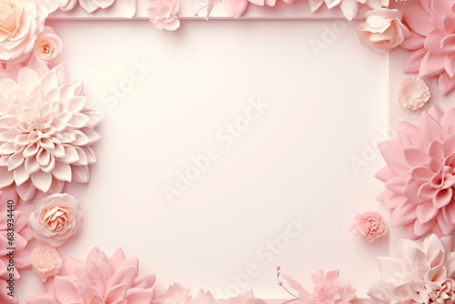 Greeting card design with floral frame and borders
