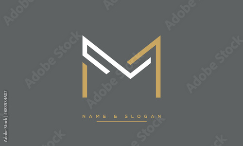 LM or ML Alphabet Letters Logo Monogram