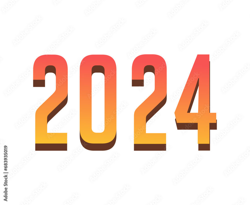 2024 Happy New Year Abstract Orange And Brown Graphic Design Vector Logo Symbol Illustration