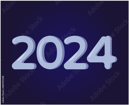 2024 Happy New Year Abstract Cyan Graphic Design Vector Logo Symbol Illustration With Blue Background