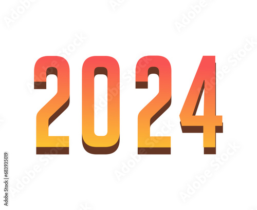 2024 Happy New Year Abstract Orange And Brown Graphic Design Vector Logo Symbol Illustration