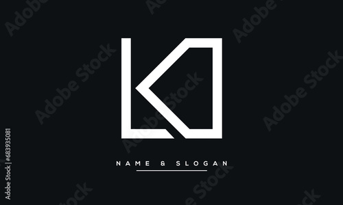 Alphabet Letters LK or KL Logo Monogram
