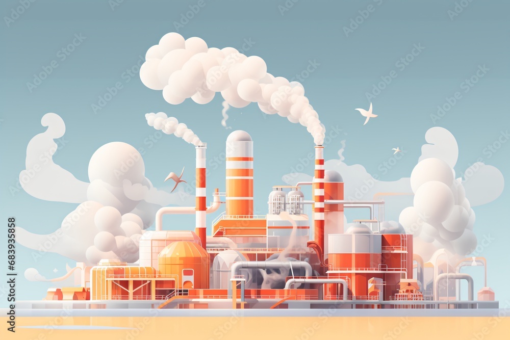 Fototapeta premium Cartoon illustration of a factory