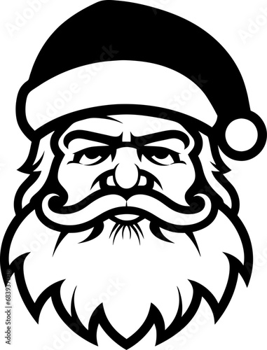 Santa Claus face. Outline Santa icon. Christmas decoration element  generative ai