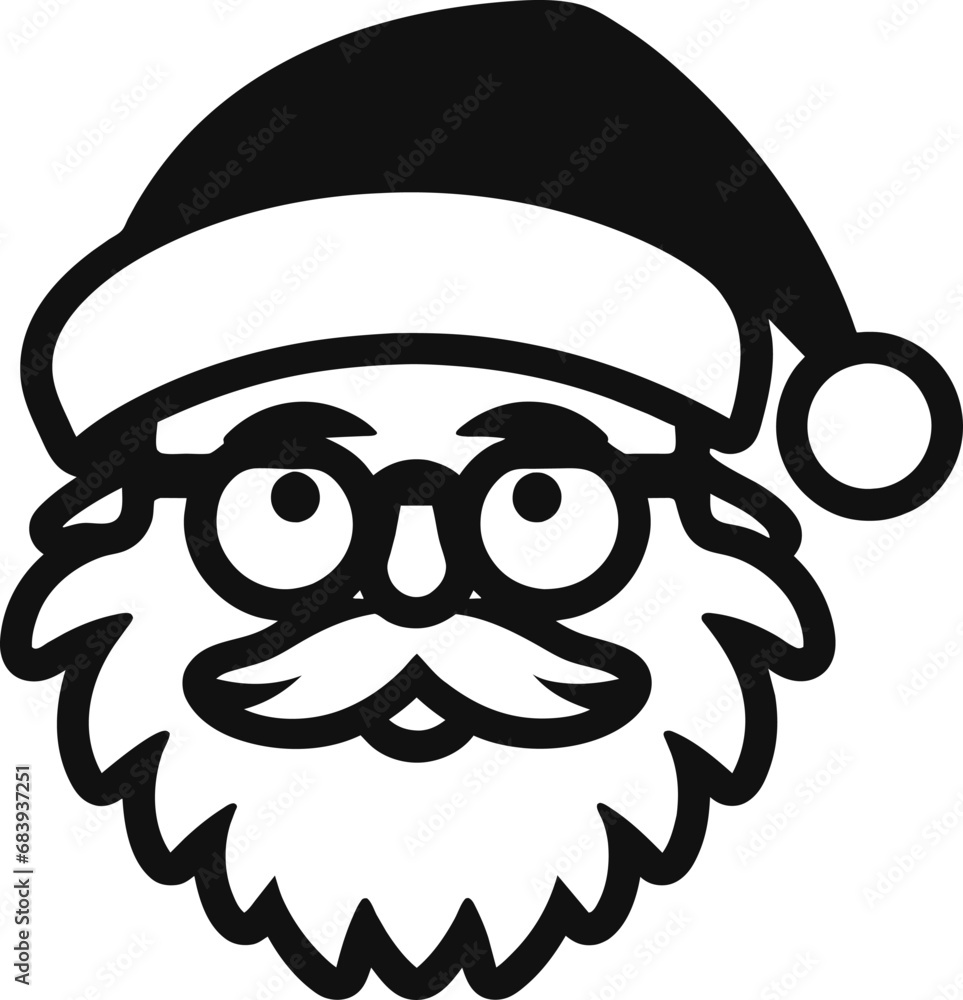 Vector image of a Santa Claus on white background. A santa claus face with a beard and , black and white drawing, isolated, generative ai Vector image of a Santa Claus on white background. A santa claus face with a beard and , black and white drawing, isolated, generative ai