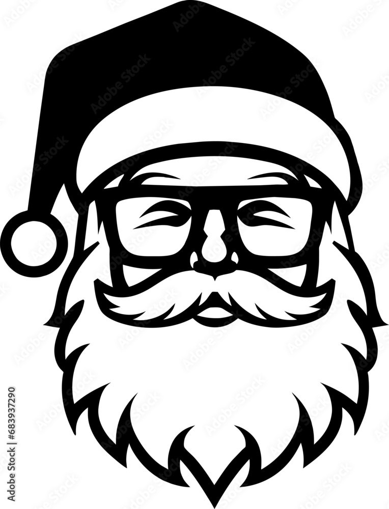 Fototapeta premium Vector illustration of cartoon Christmas Santa Claus face, generative ai