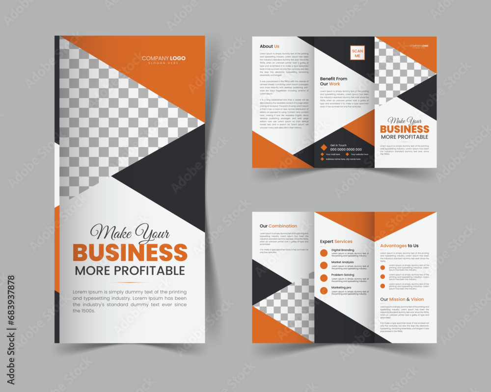 Modern minimalist creative trifold brochure design template