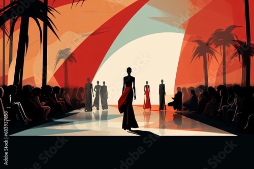 Fashion show ramp walk graphic poster illustration photo