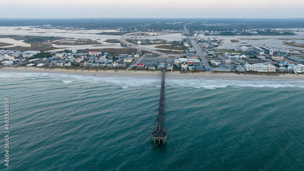 Aerial view of Surf City, North Carolina pier.